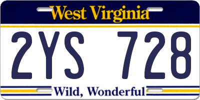 WV license plate 2YS728
