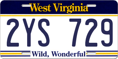 WV license plate 2YS729