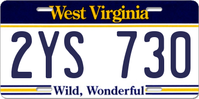 WV license plate 2YS730