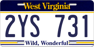 WV license plate 2YS731
