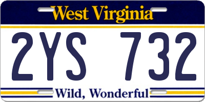 WV license plate 2YS732