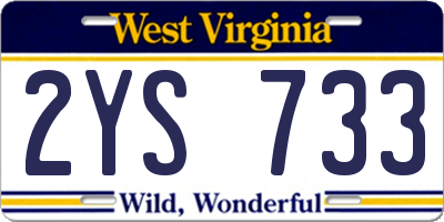 WV license plate 2YS733