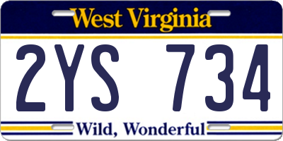 WV license plate 2YS734