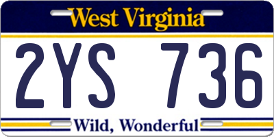 WV license plate 2YS736