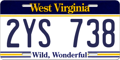 WV license plate 2YS738