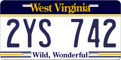 WV license plate 2YS742