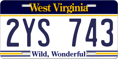 WV license plate 2YS743