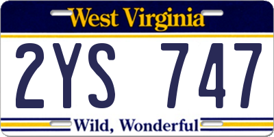 WV license plate 2YS747