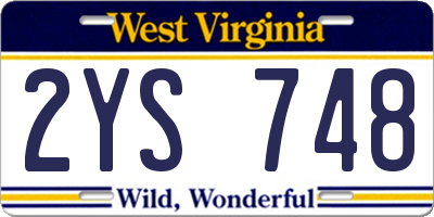 WV license plate 2YS748