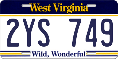 WV license plate 2YS749