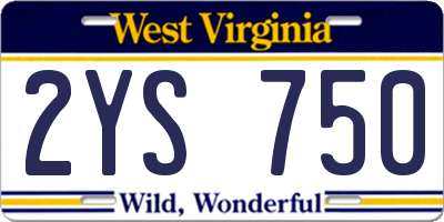 WV license plate 2YS750