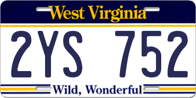 WV license plate 2YS752