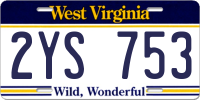 WV license plate 2YS753
