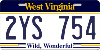 WV license plate 2YS754