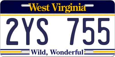 WV license plate 2YS755