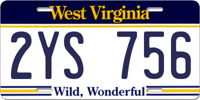WV license plate 2YS756