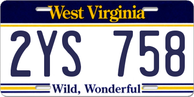 WV license plate 2YS758