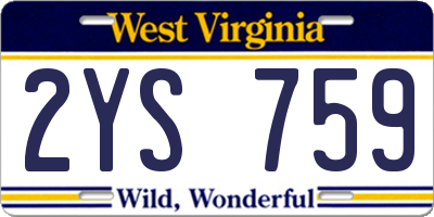 WV license plate 2YS759