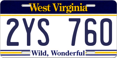 WV license plate 2YS760