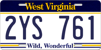 WV license plate 2YS761