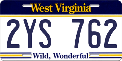 WV license plate 2YS762