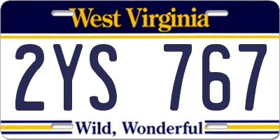 WV license plate 2YS767
