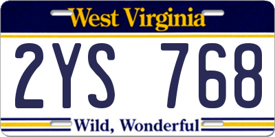 WV license plate 2YS768