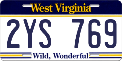 WV license plate 2YS769
