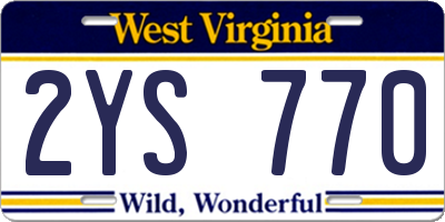 WV license plate 2YS770