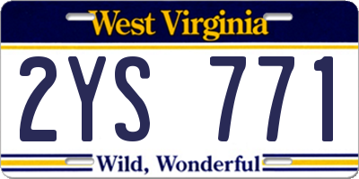 WV license plate 2YS771