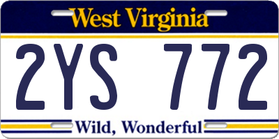 WV license plate 2YS772