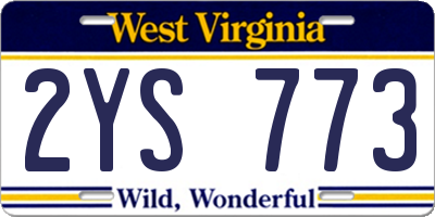 WV license plate 2YS773