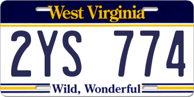 WV license plate 2YS774