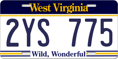 WV license plate 2YS775