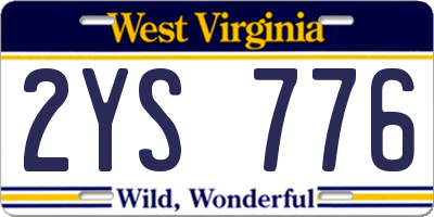 WV license plate 2YS776