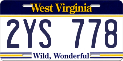 WV license plate 2YS778