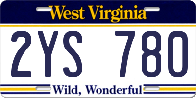 WV license plate 2YS780