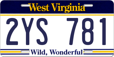 WV license plate 2YS781