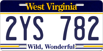 WV license plate 2YS782