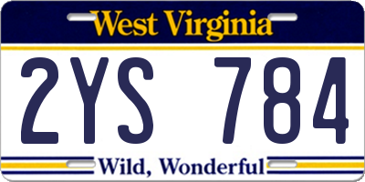 WV license plate 2YS784