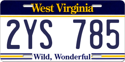WV license plate 2YS785