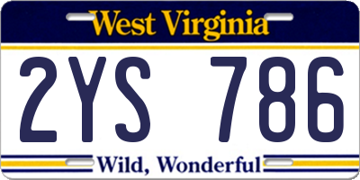 WV license plate 2YS786