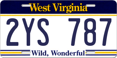 WV license plate 2YS787