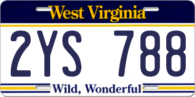 WV license plate 2YS788