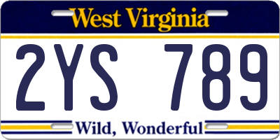 WV license plate 2YS789