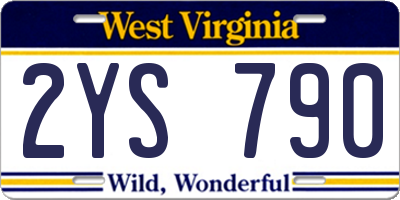 WV license plate 2YS790