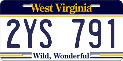WV license plate 2YS791
