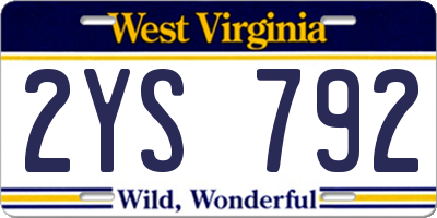 WV license plate 2YS792