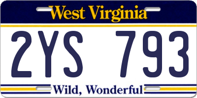 WV license plate 2YS793
