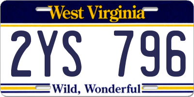 WV license plate 2YS796